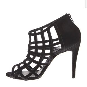 Manolo Blahnik Black Strappy Velvet Heels